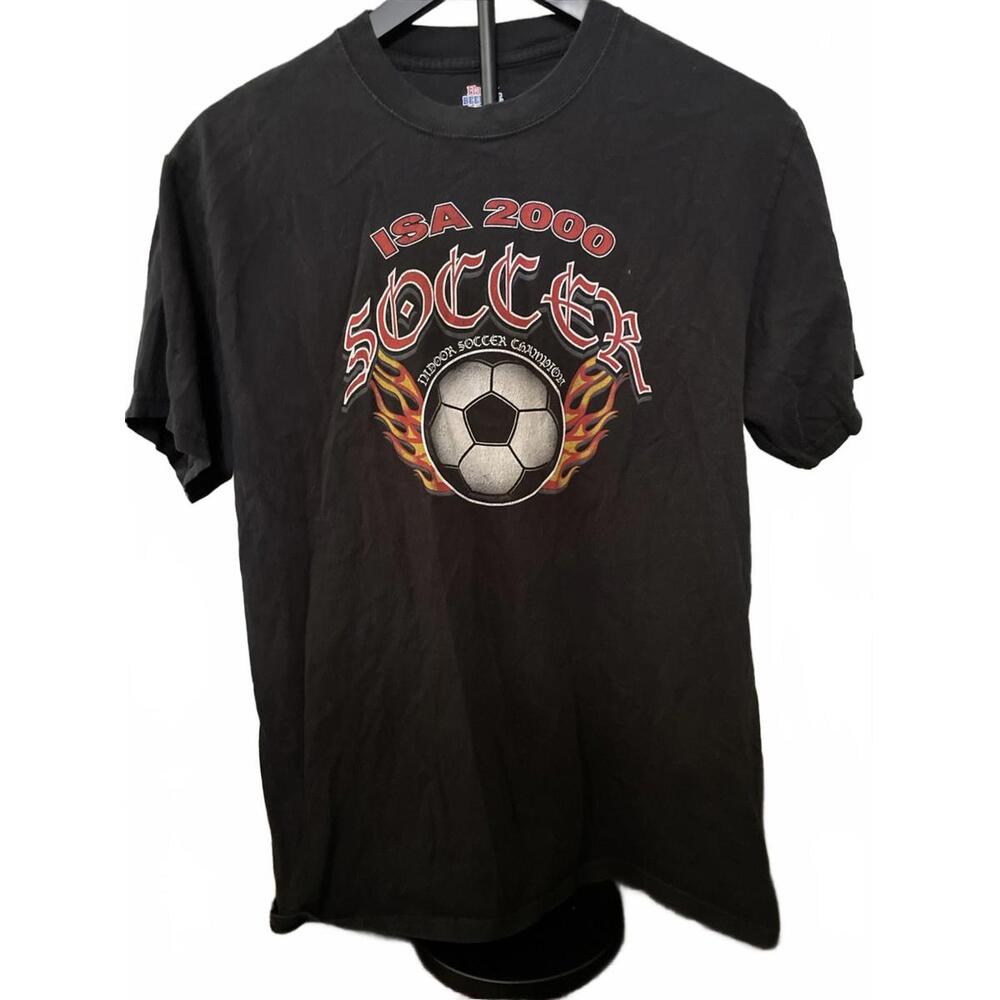 HANES‎ ISA 2000 SOCCER MENS T SIRT SIZE MEDIUM BLACK